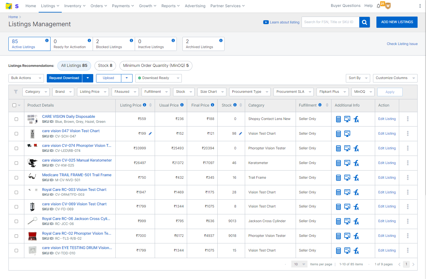 Flipkart Listing Service Management